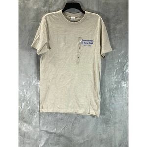 Cotton:On Men's Oatmeal Marle Sometimes In New York Tbar Text T-Shirt SZ L
